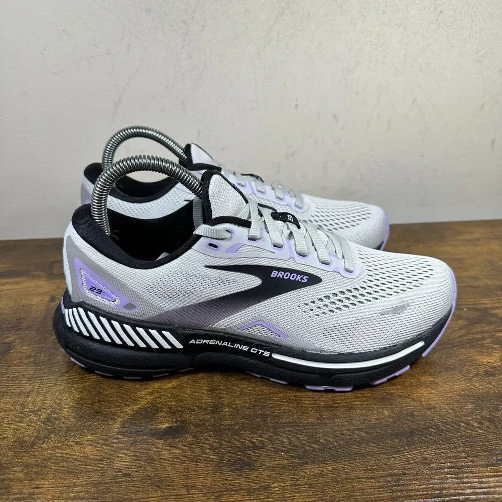 Brooks Adrenaline GTS 23 Gray Black Shoes Sneakers Women's Size 8 B